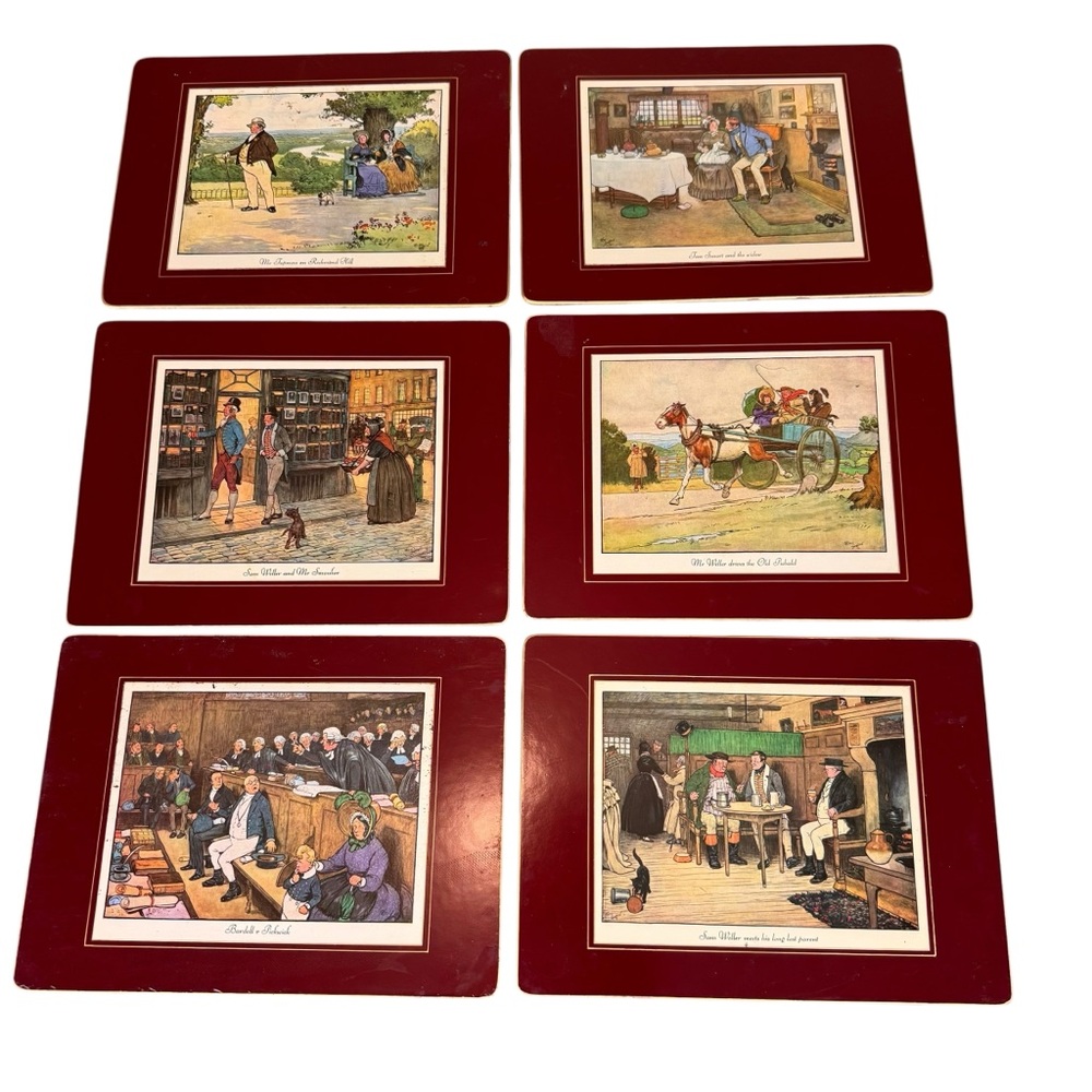 Vintage Lady Clare Charles Dickens Pickwick Papers 6 Placemats England